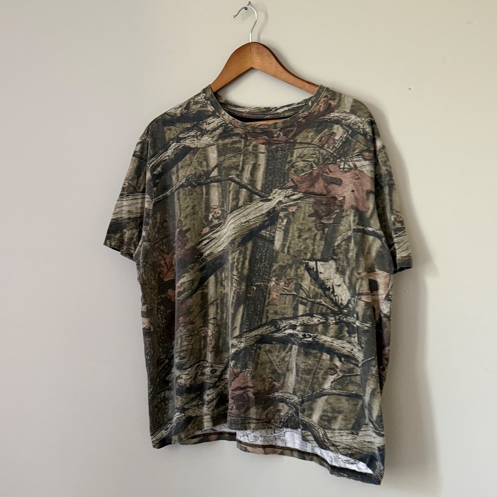 Y2K Break-Up Infinity Mossy Oak Camo Pocket T-Shirt XL